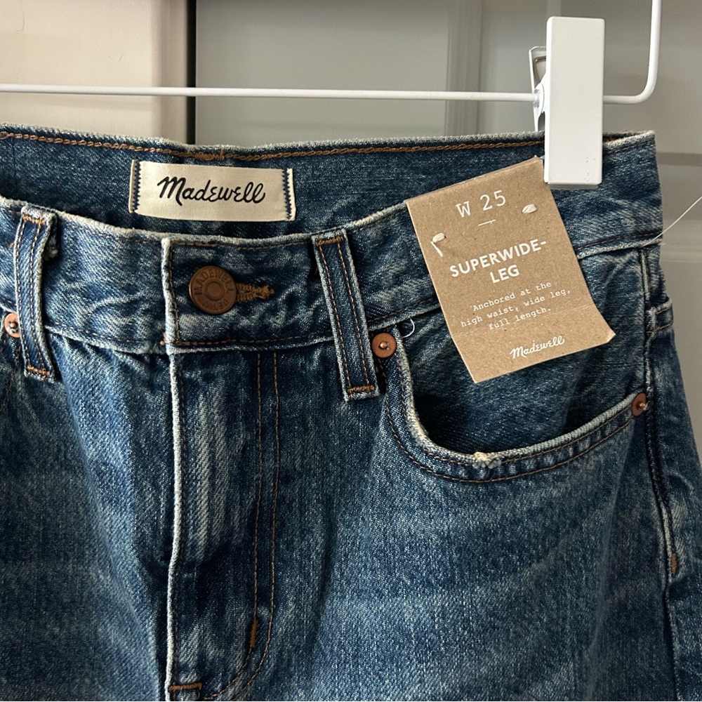 NWT Madewell Super Wide Leg Jeans Halleran Wash - Picture 4 of 5